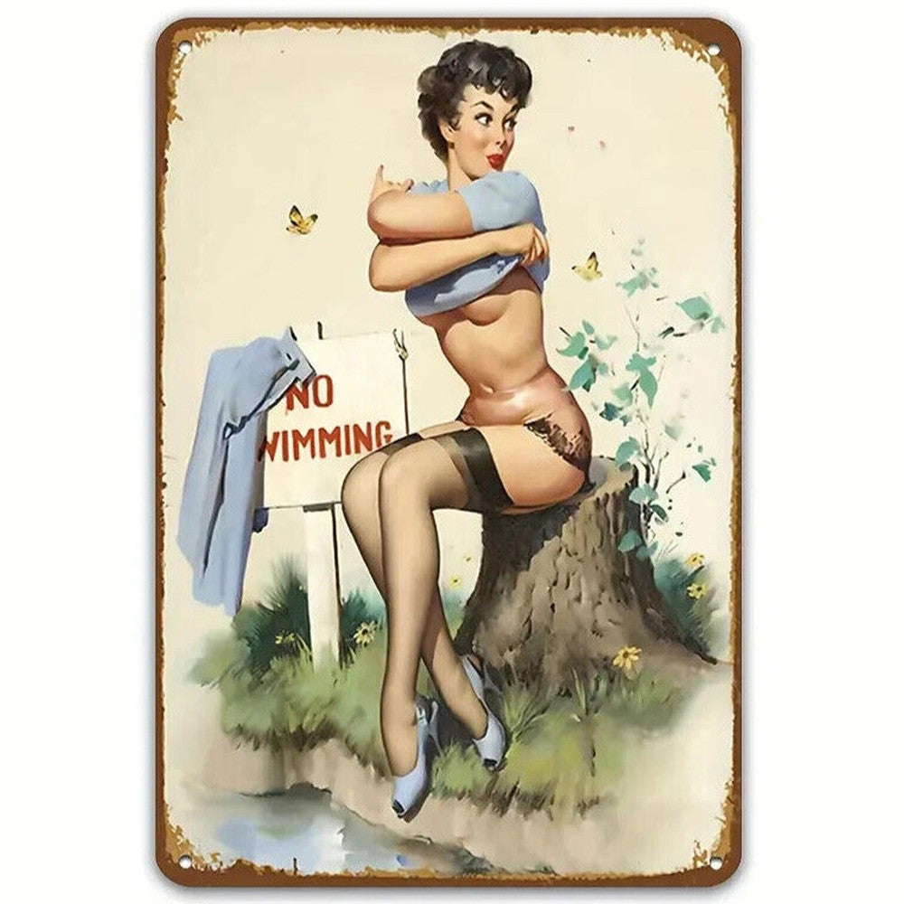No Swimming Model Vintage Novelty Metal Sign 12" x 8" Wall Art Home & Garden:Home Décor:Plaques & Signs Style Your Walls